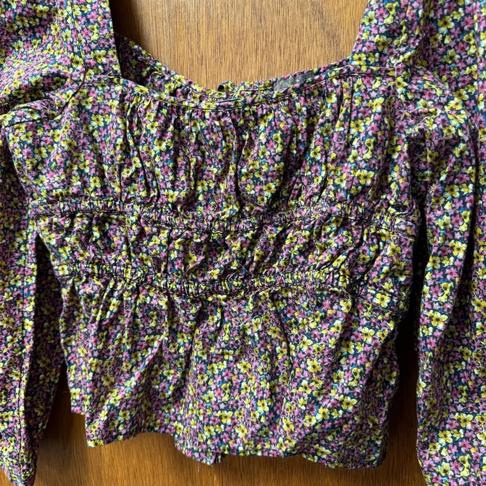 J. Crew Cinched-Waist Organic Cotton Top Liberty Fabric Busy Izzy Floral 12 - Image 11