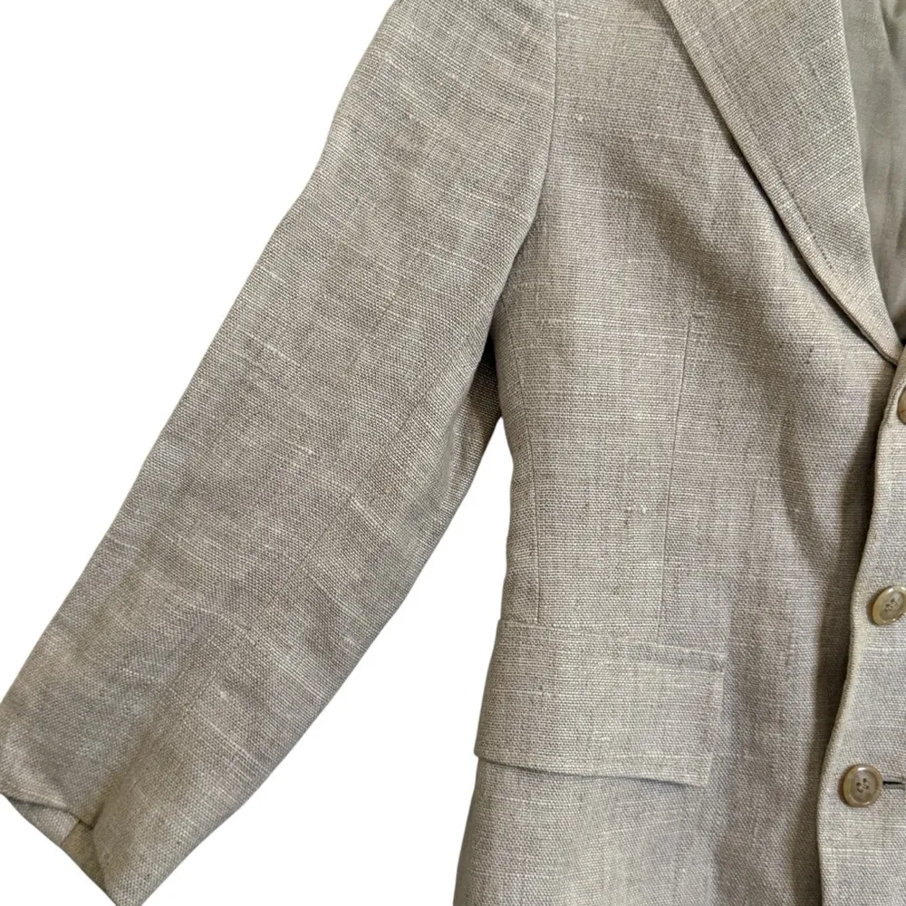 Polo Ralph Lauren Vintage Tweed/Linen Blazer Women’s 10 – Beige Made in USA ‘80s - Image 6