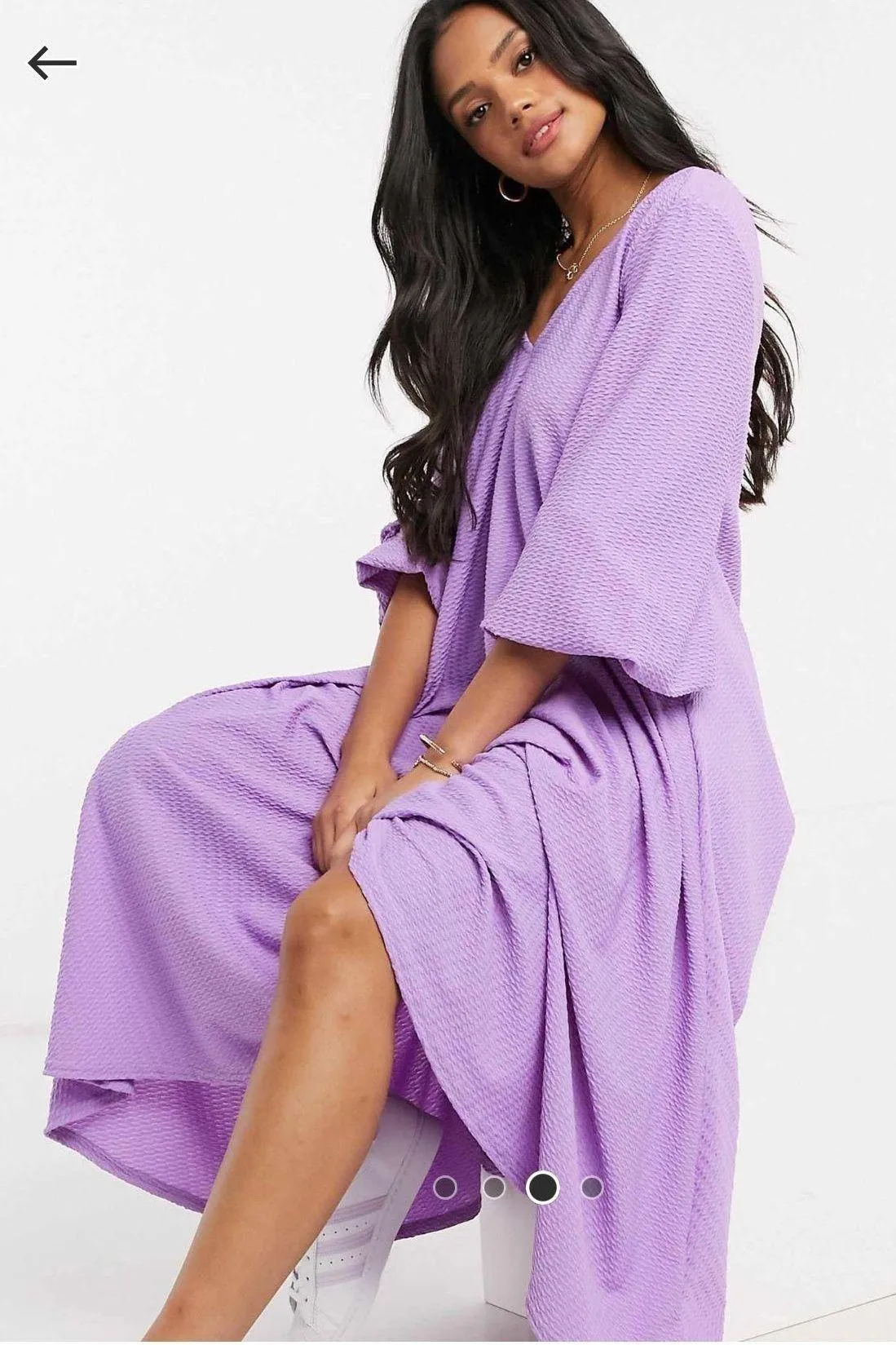 Purple Textured Smock Dress - Image 3