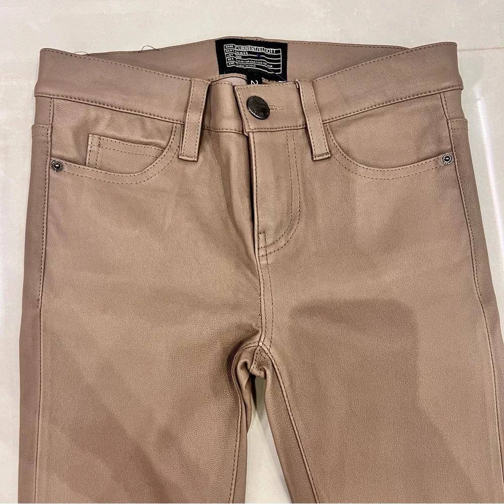 $855 CURRENT ELLIOTT Lamb Leather Fawn Ankle Skinny Stretch Pants Sz 25 - Image 6