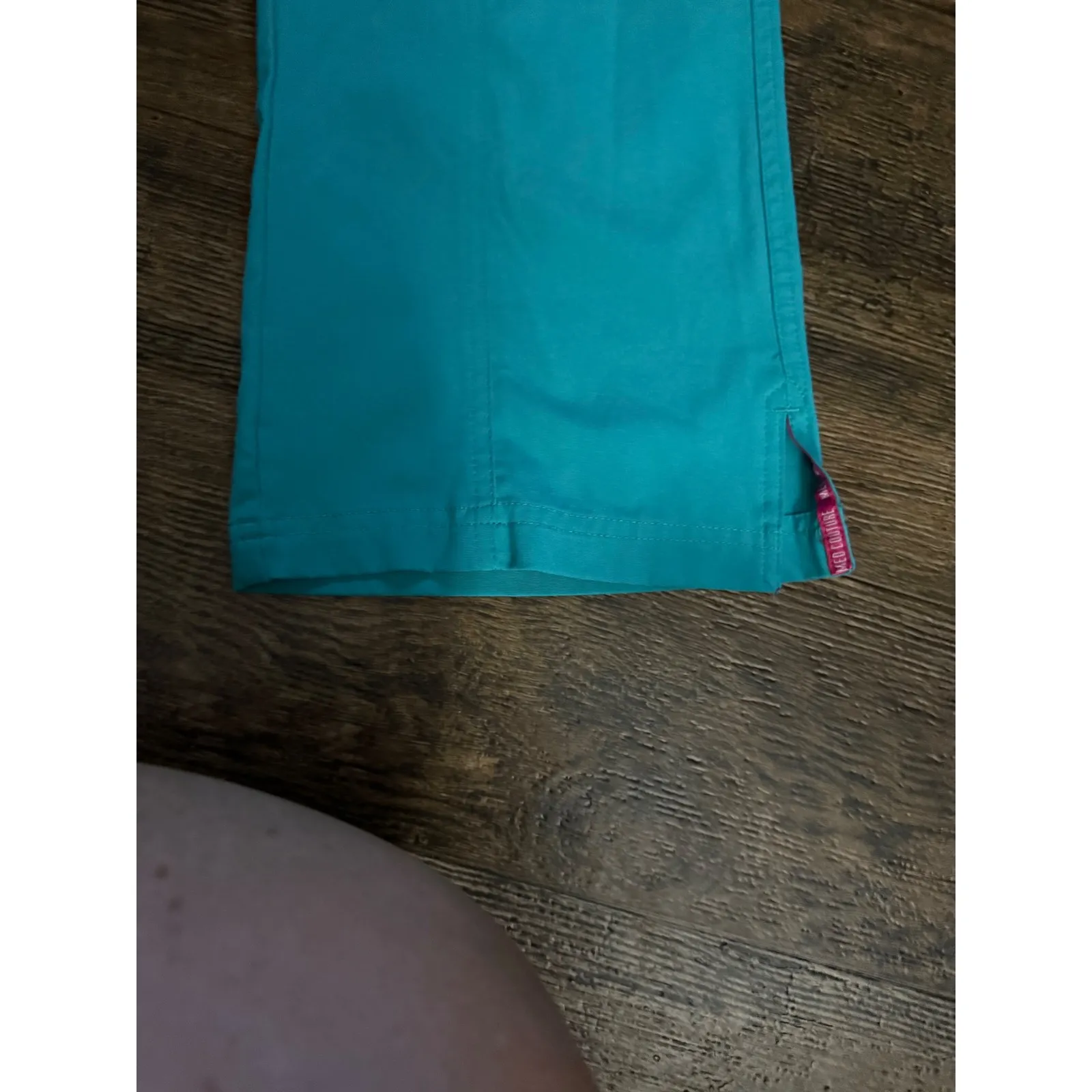 MedCouture Teal Scrub Pants Women's Relaxed Fit Cargo Drawstring Waist Pockets - Image 9
