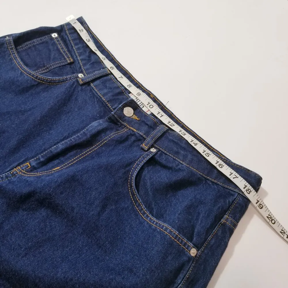 Urban Outfitters BDG Tapered Baggy Dark Wash Frayed Hem Blue Jeans - Image 6