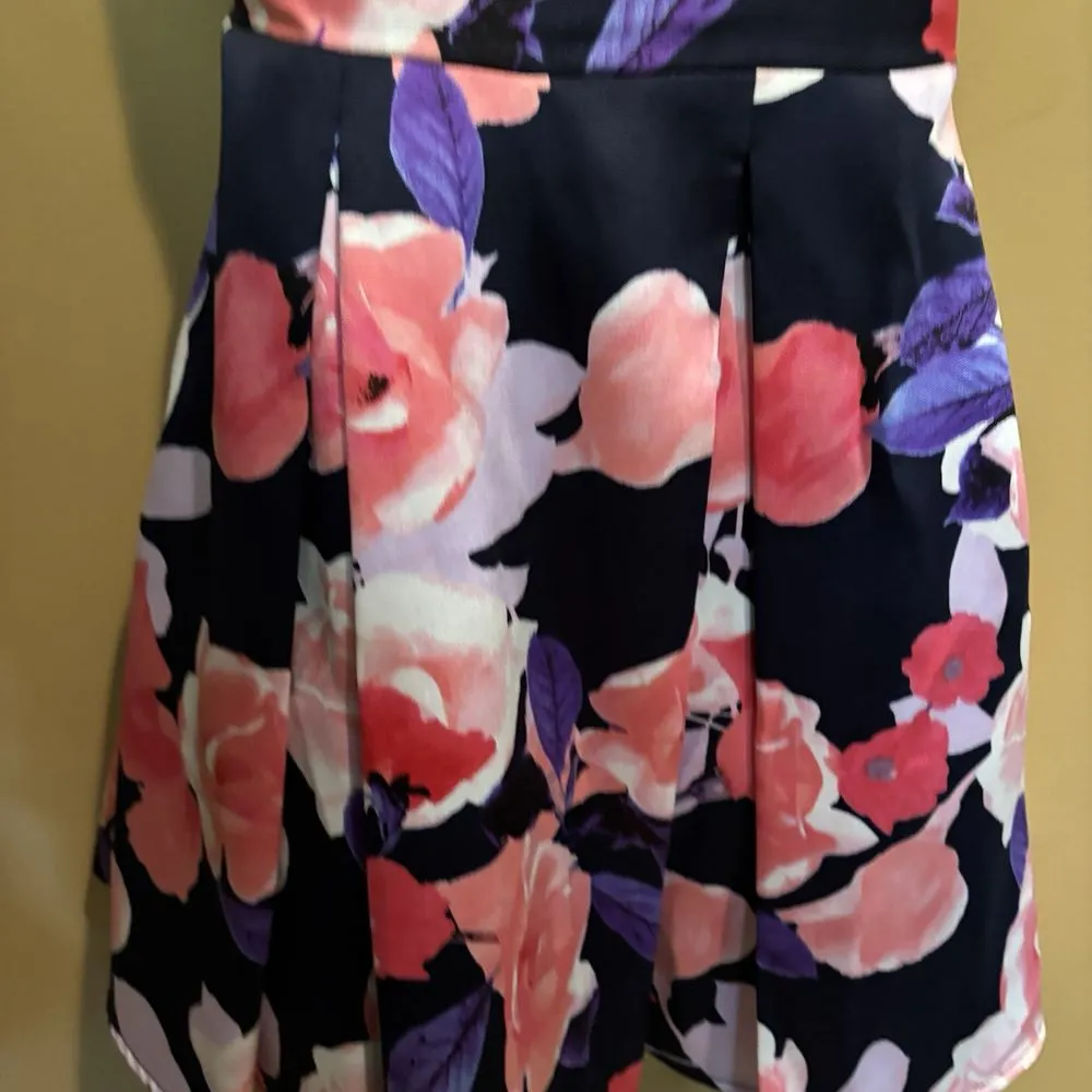 B. Darlin Junior Girl's Navy Blue Floral Bouffant Semi Formal Dress‎ Size 1/2 - Image 3