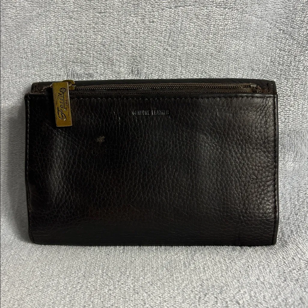 Fossil Dark Brown Pebbled Leather Wallet - Image 2