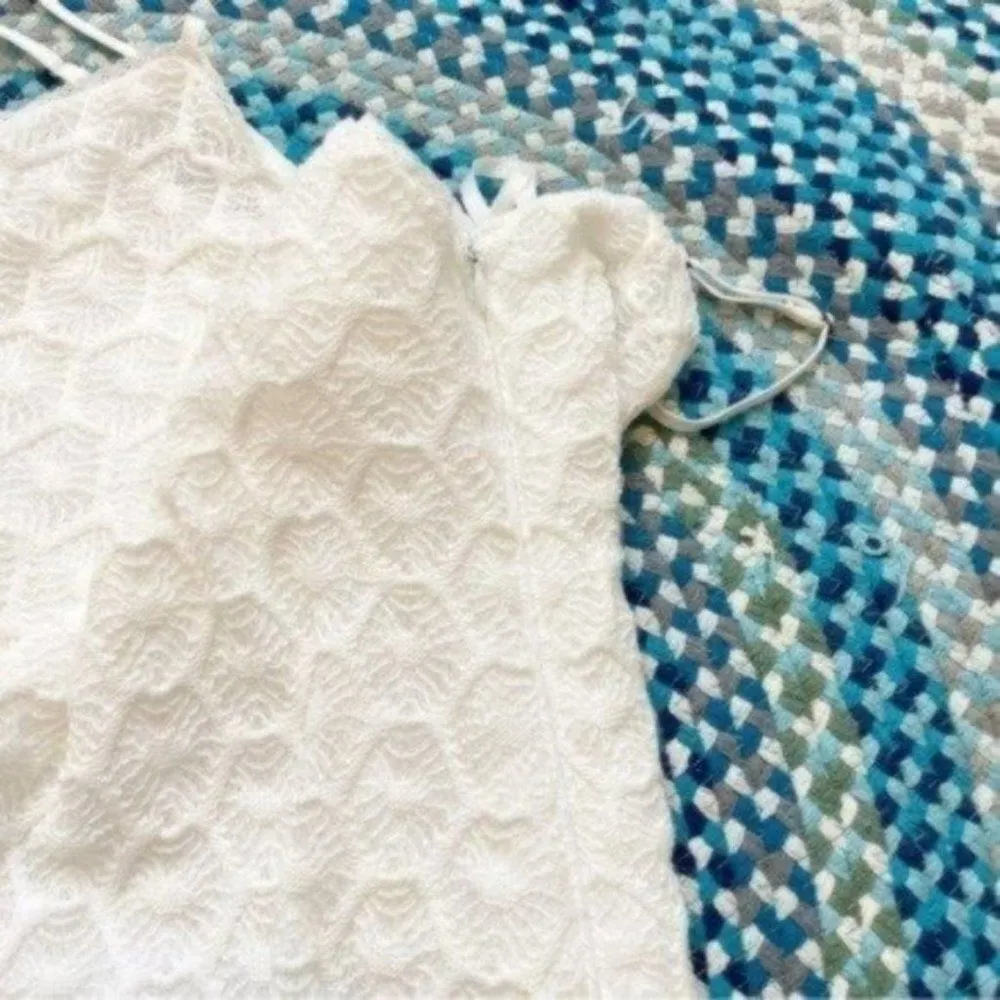 Anthropologie Bella White Asymmetric Hem Crochet Midi Dress Cottagecore XS NWT - Image 6