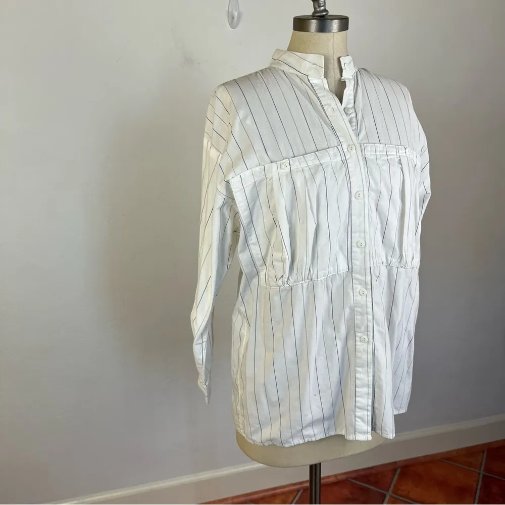 A PAQUETTE Stripe Button Down Shirt White Size M - Image 2