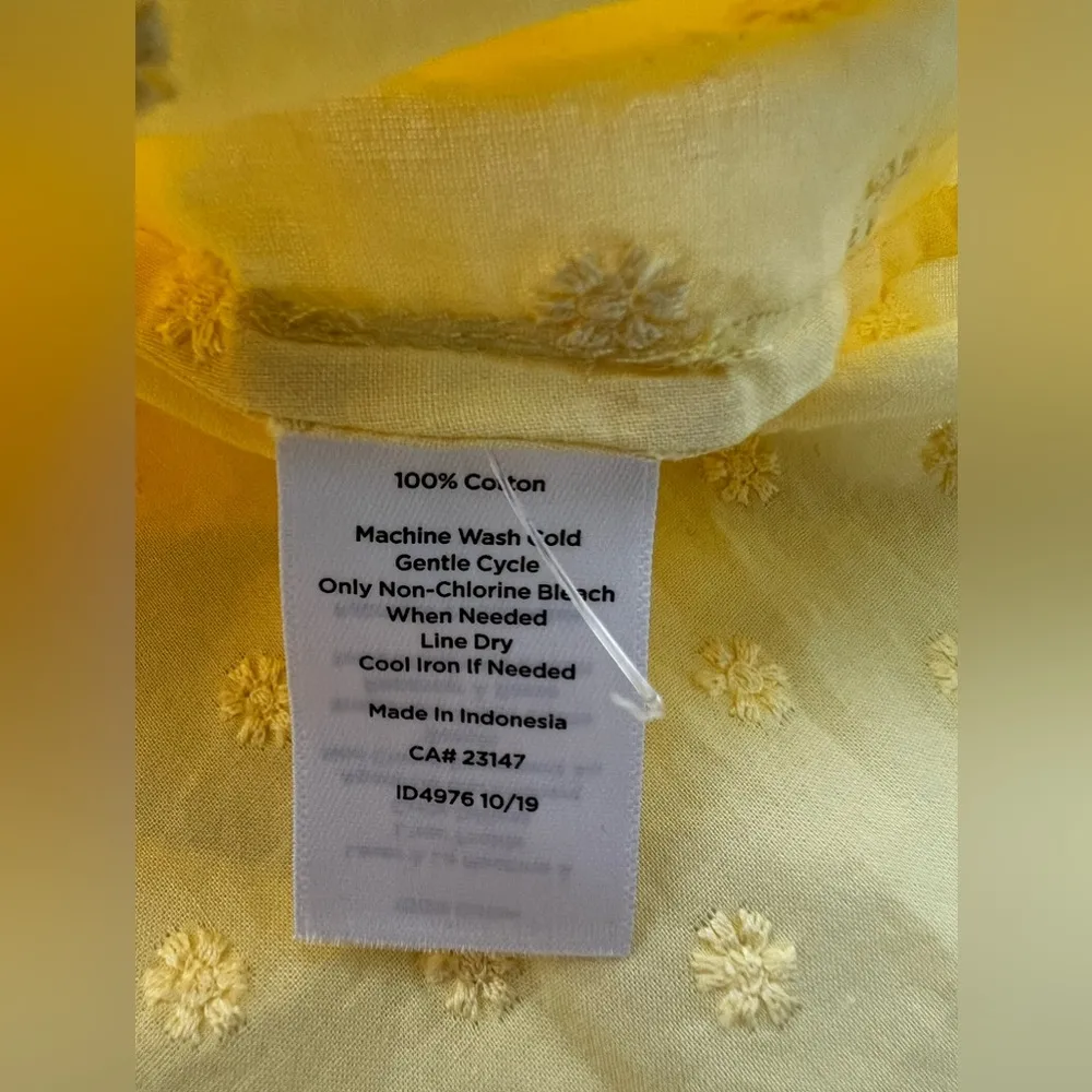 Talbots Plus yellow flower embroidery textured button shirt top blouse X - Image 4