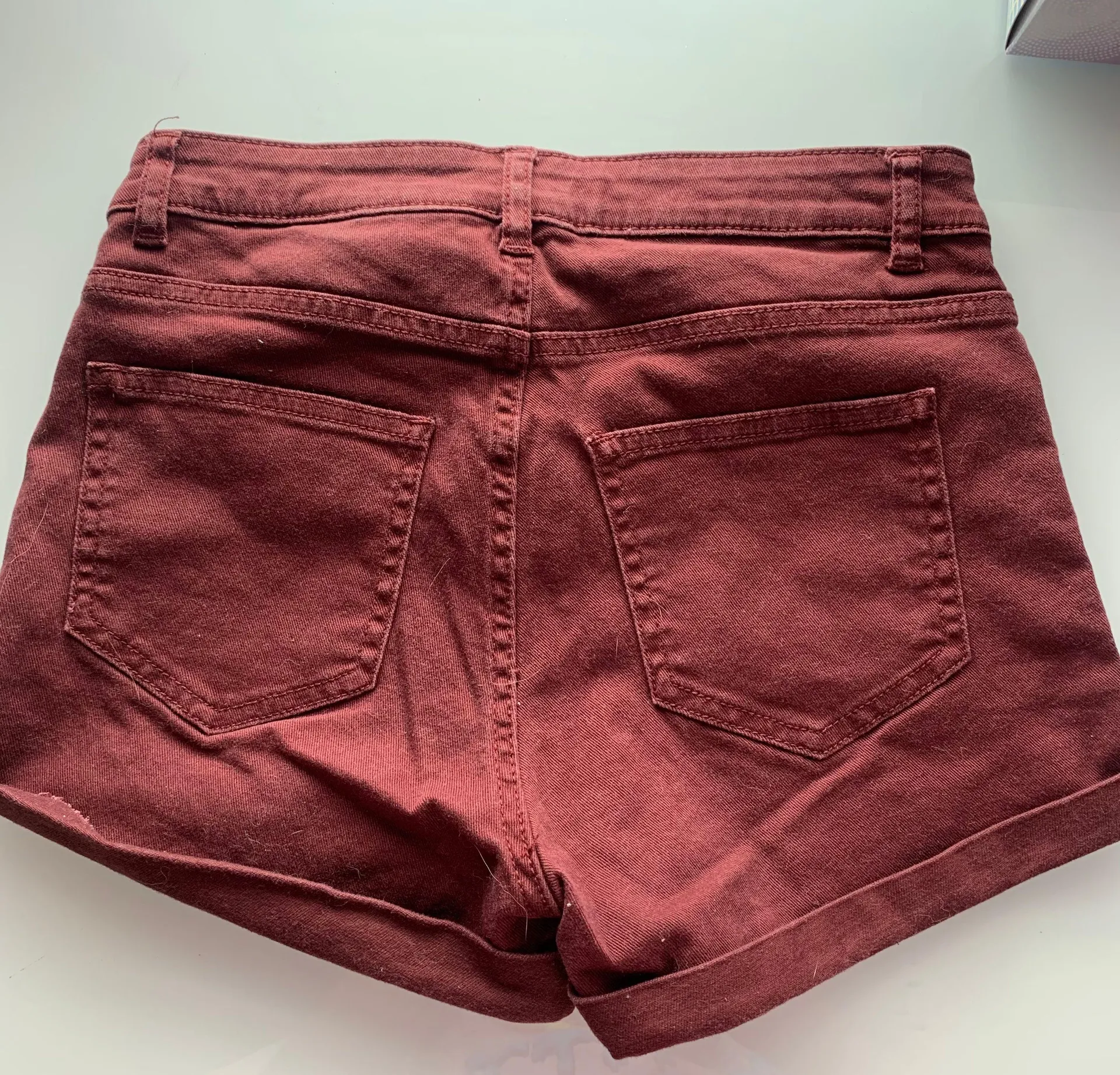 Maroon High Waisted Shorts  - Image 2