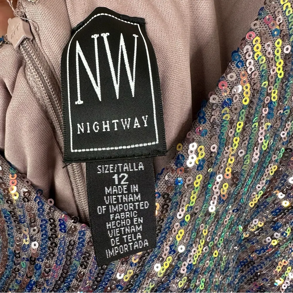 Nightway Dress Womens 12 All Over Sequins Floor Length Formal Gown - Image 6