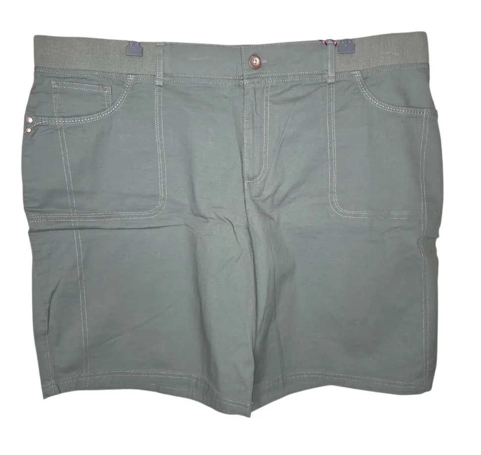 Gloria Vanderbilt Nwt Kristine Olive Green High Rise Shorts Size 20W - Image 1