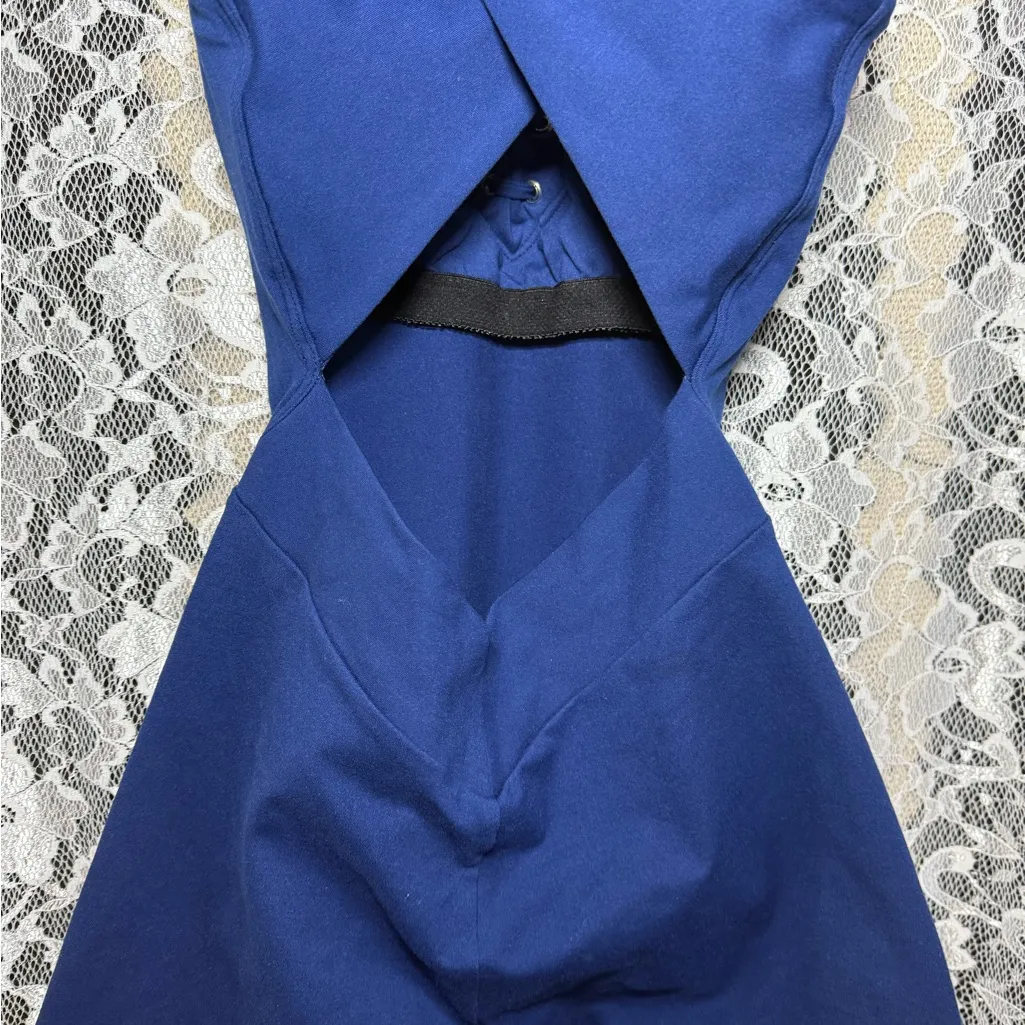 Bombshell Sportswear laced up dark cobalt blue shorts jumpsuit small like new - Image 6
