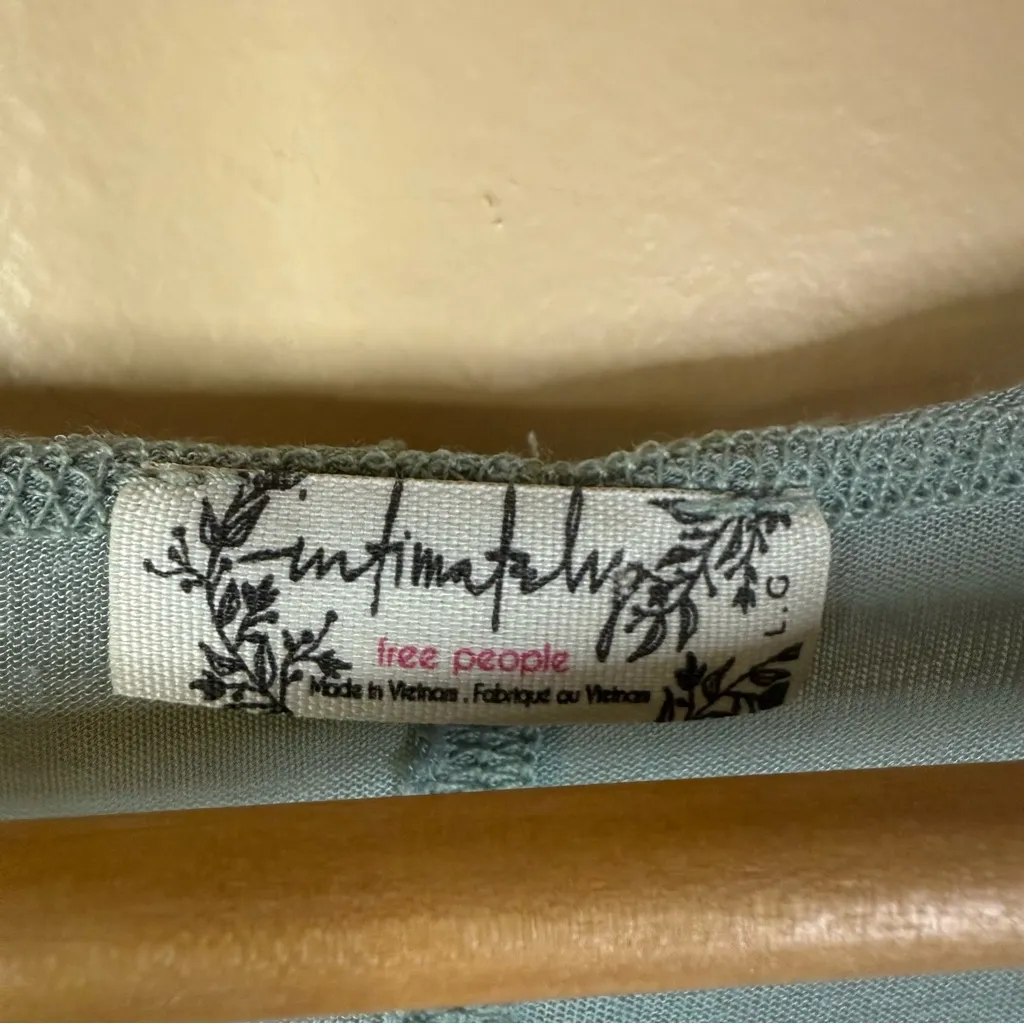 Free People Intimately Size Large Boxy Blue Distressed Crop Top Scoop‎ Neck SOFT - Image 2