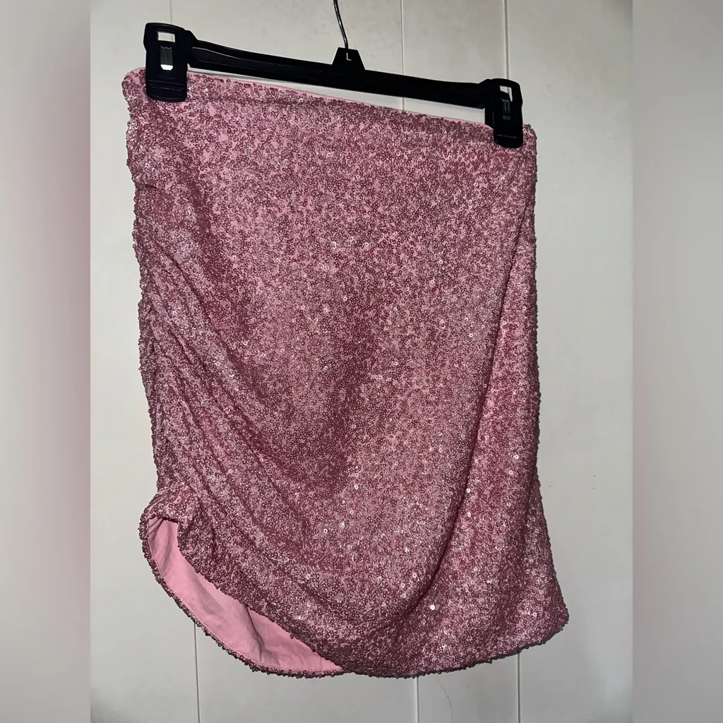 Susana Monaco Gathered Sequin Mini Skirt In Ballerina Pink - Image 9
