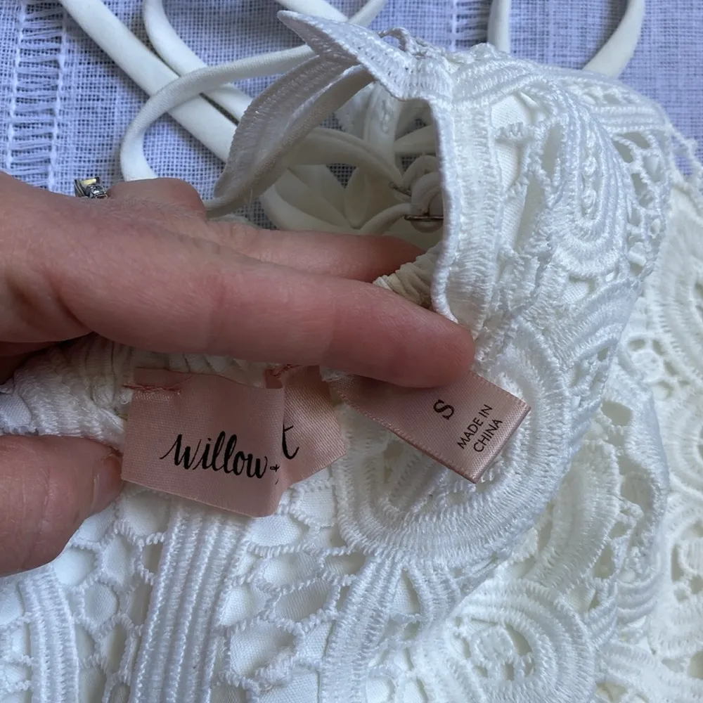 Willow and Root White Crochet Peplum Tank Top. - Image 6