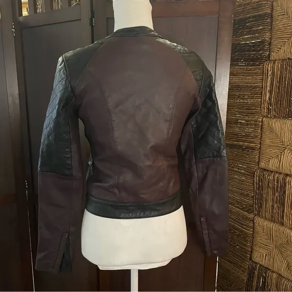 Joe’s Jeans Two-Tone‎ Motorcycle Leather Jacket size small - Image 8