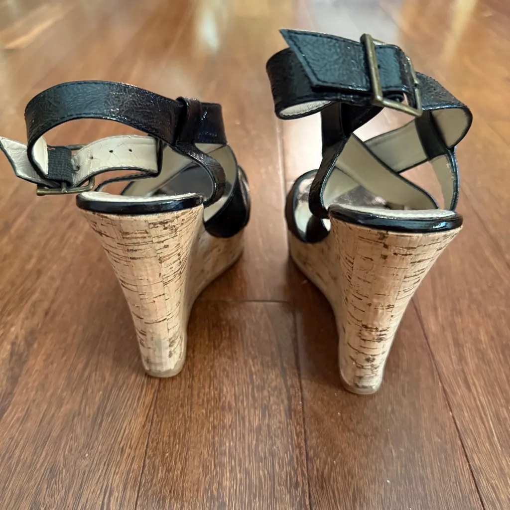 Collin Stuart Black Wedge Sandals Size 6.5 - Image 3