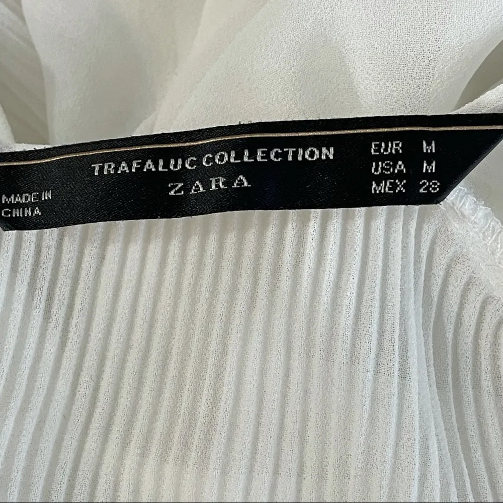 Zara Cold Shoulder Sheer Pleated Blouse - Image 7