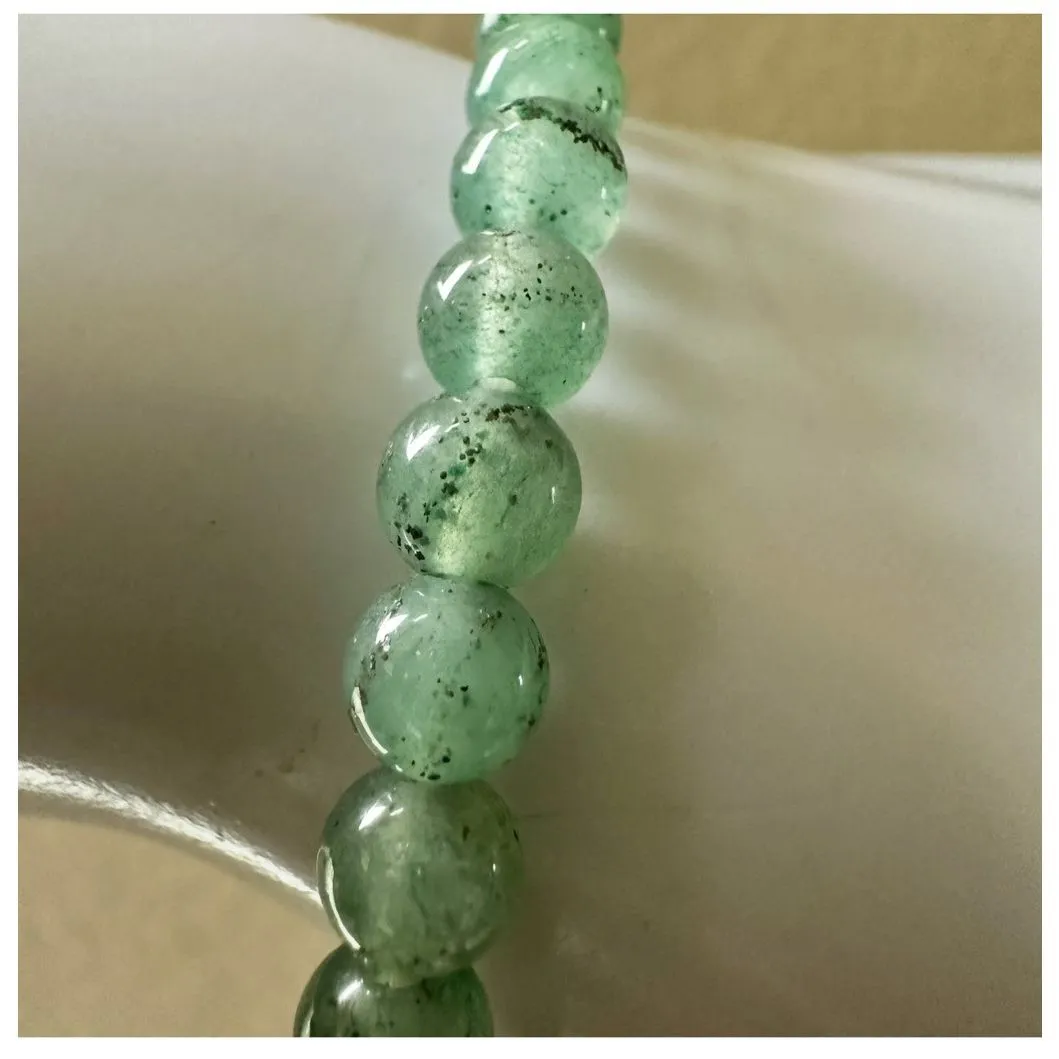 Chlorite Phantom Quartz Bead Bracelet – Garden Quartz Green - Image 8