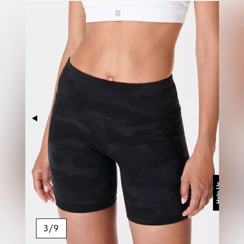 Sweaty Betty Power 6" Biker Shorts Ultra Black Camo Small - Image 2