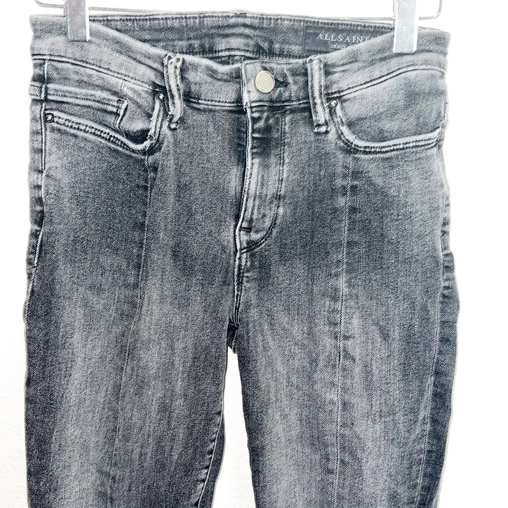 All Saints Grace Women's Washed Black Midrise Raw Hem Skinny Jeans - Image 2