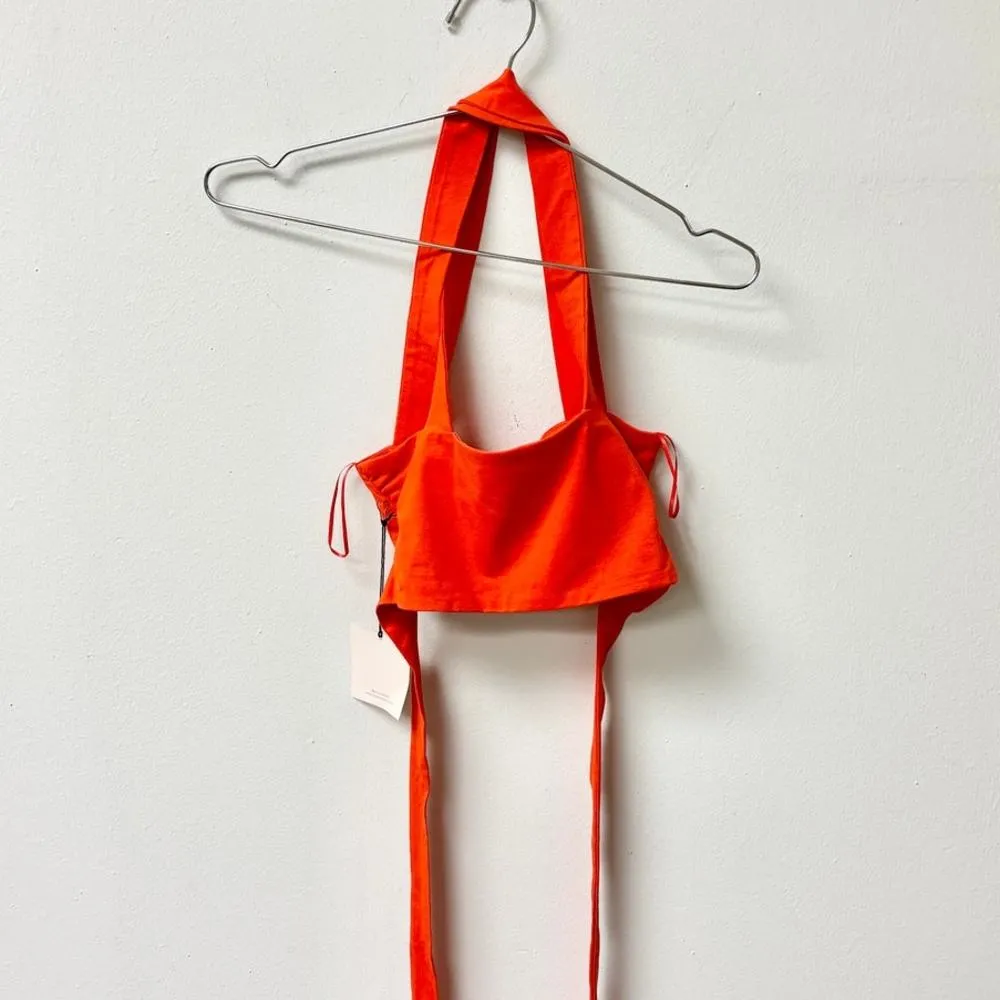 NWT superdown Elva Criss-Cross Halter Tie Crop Top Poppy Women's Size XXS - Image 4