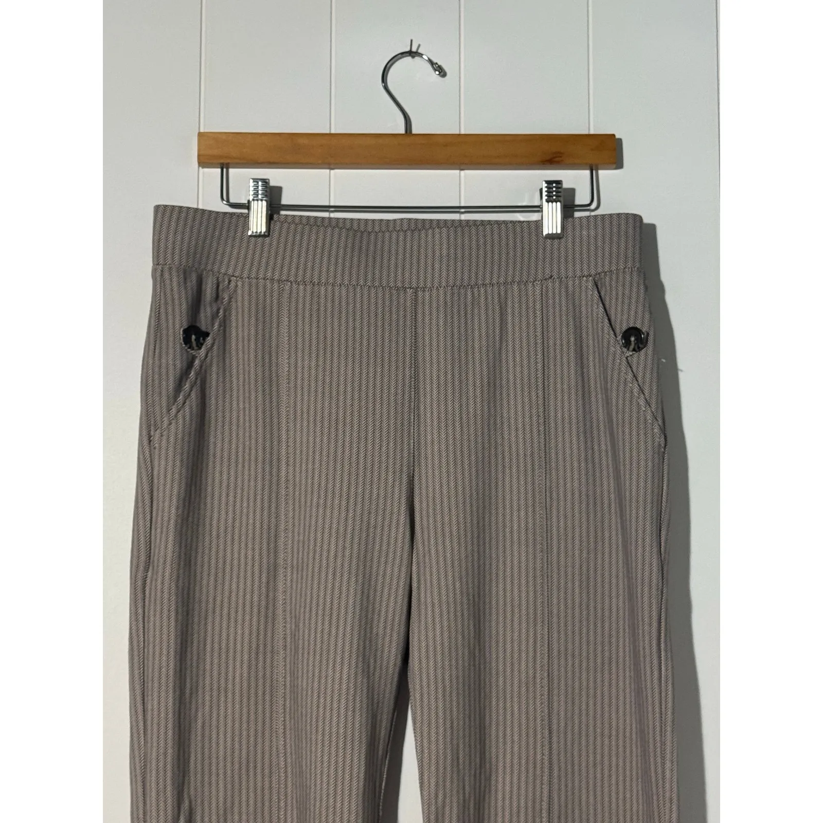 Betabrand Herringbone Bootcut Dress Pants Herringbone Pockets Large Long - Image 2