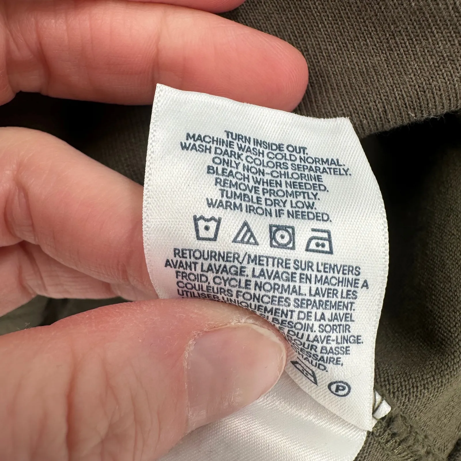 Lands End Women Olive Green Lace Up Long Sleeve Cotton Tunic Top Size Large - Image 7