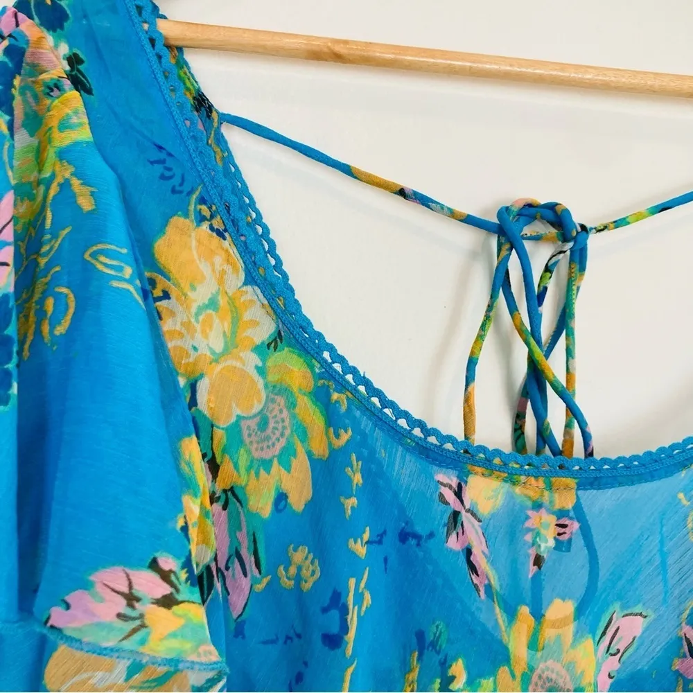 Free People love to live sheer blue chiffon floral mini dress. Size small - Image 5