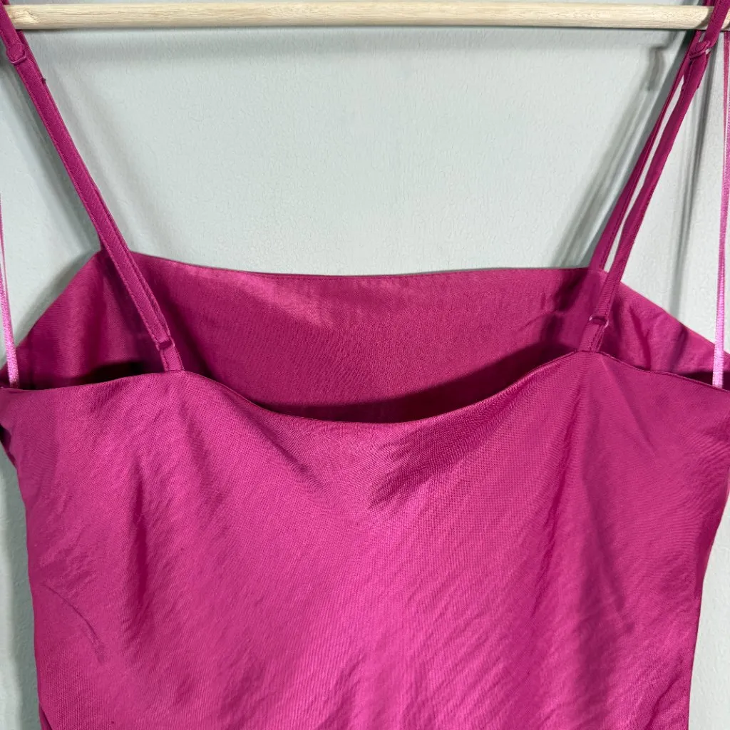 House of Harlow 1960 Satin Midi Slip Dress Women Medium Pink Slit Cocktail Party - Image 12