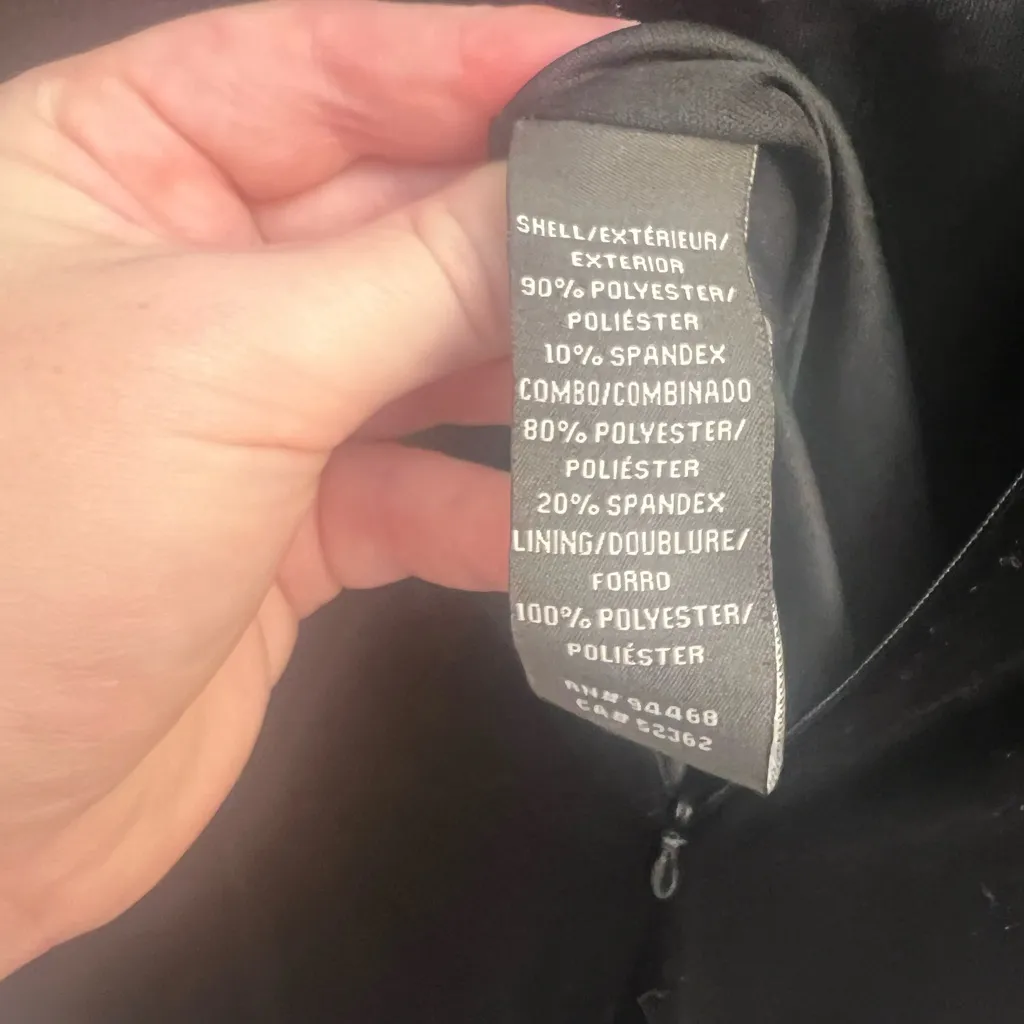 Vera Wang Dress Cap Sleeve Black Velvet Sheer detail Size 2 - Image 6