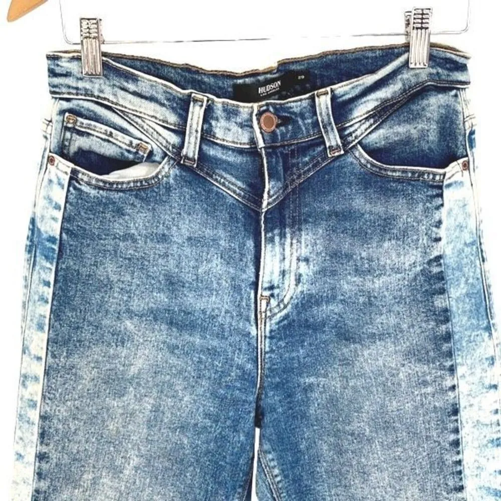 Hudson Womens Zoeey Straight Cropped Distressed High Rise Jeans Blue Size 29‎ - Image 3