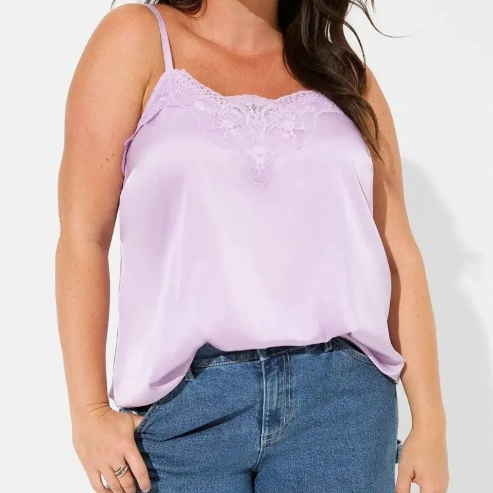 Torrid Sophie Satin Lace Trim Cami Purple 2‎ 2X #G05002 - Image 2