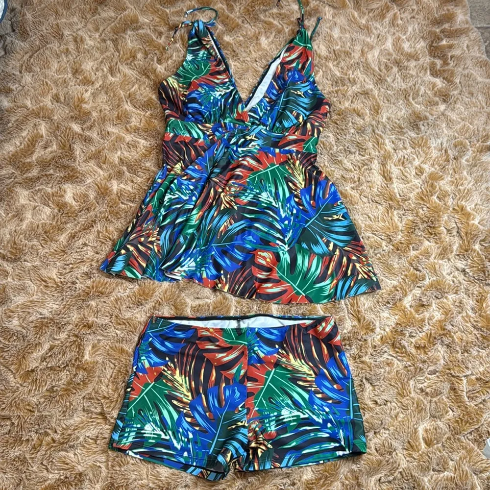 NWOT Tropical Bathing suit size L Blue Size L - Image 6