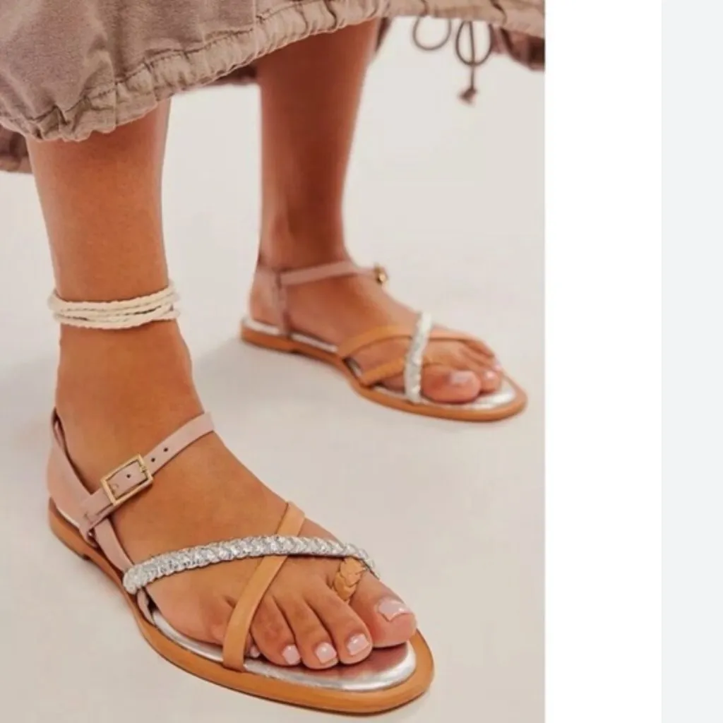 NEW Free People Sunny Days Ankle Strap Sandal (Women) 11M, SILVER MULTI - Image 4