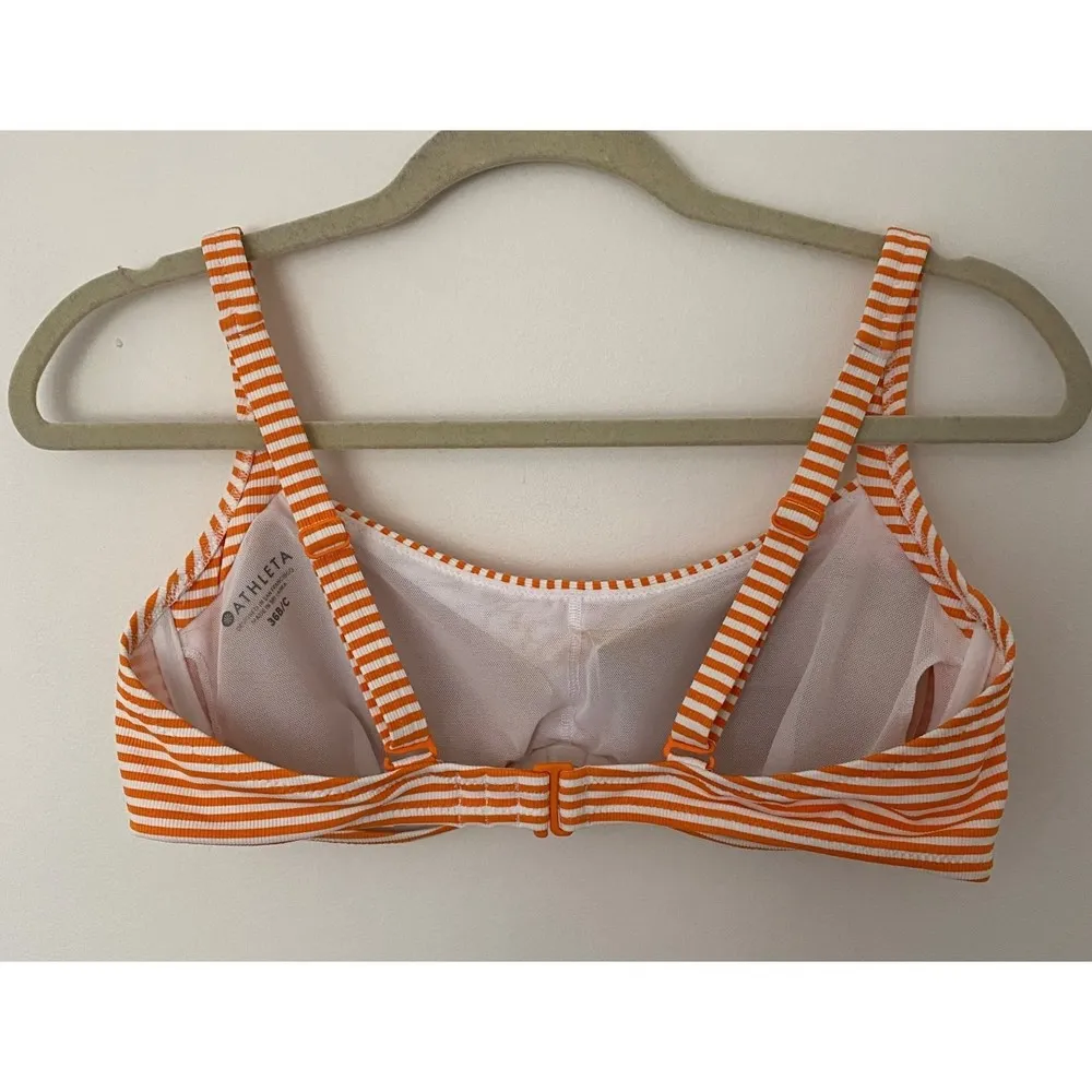 Athleta Rib Orange White Stripe Midrise Bikini Top Sz 36B/C - Image 3