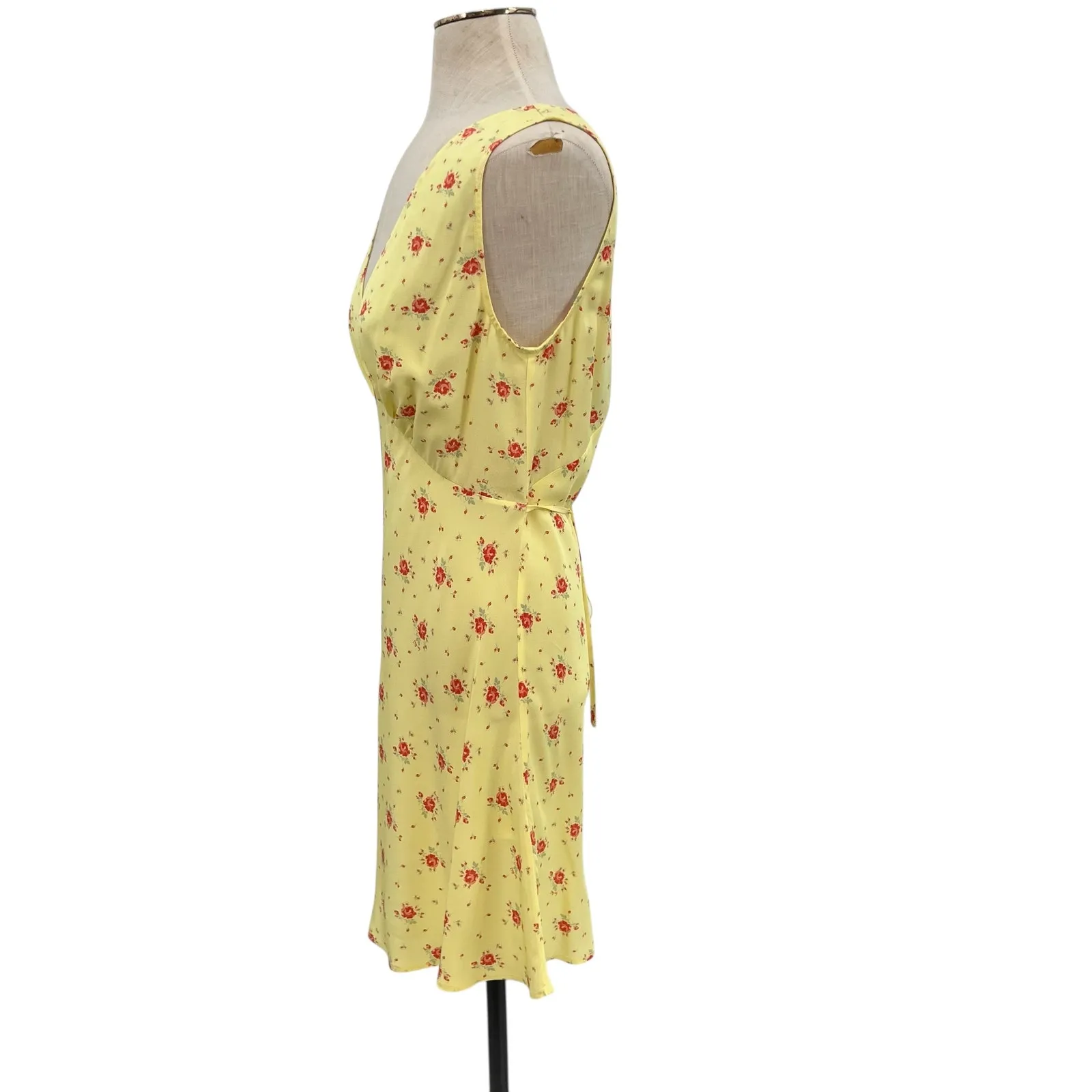 Réalisation Par Isabelli Silk Mini Dress Verona Floral Print Yellow Size Large - Image 7