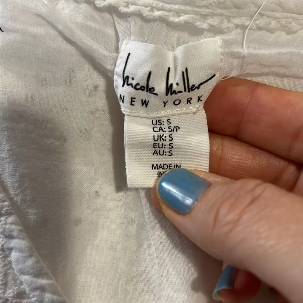 Nicole Miller New York Cotton Eyelet White Sleeveless A line Dress size small - Image 9