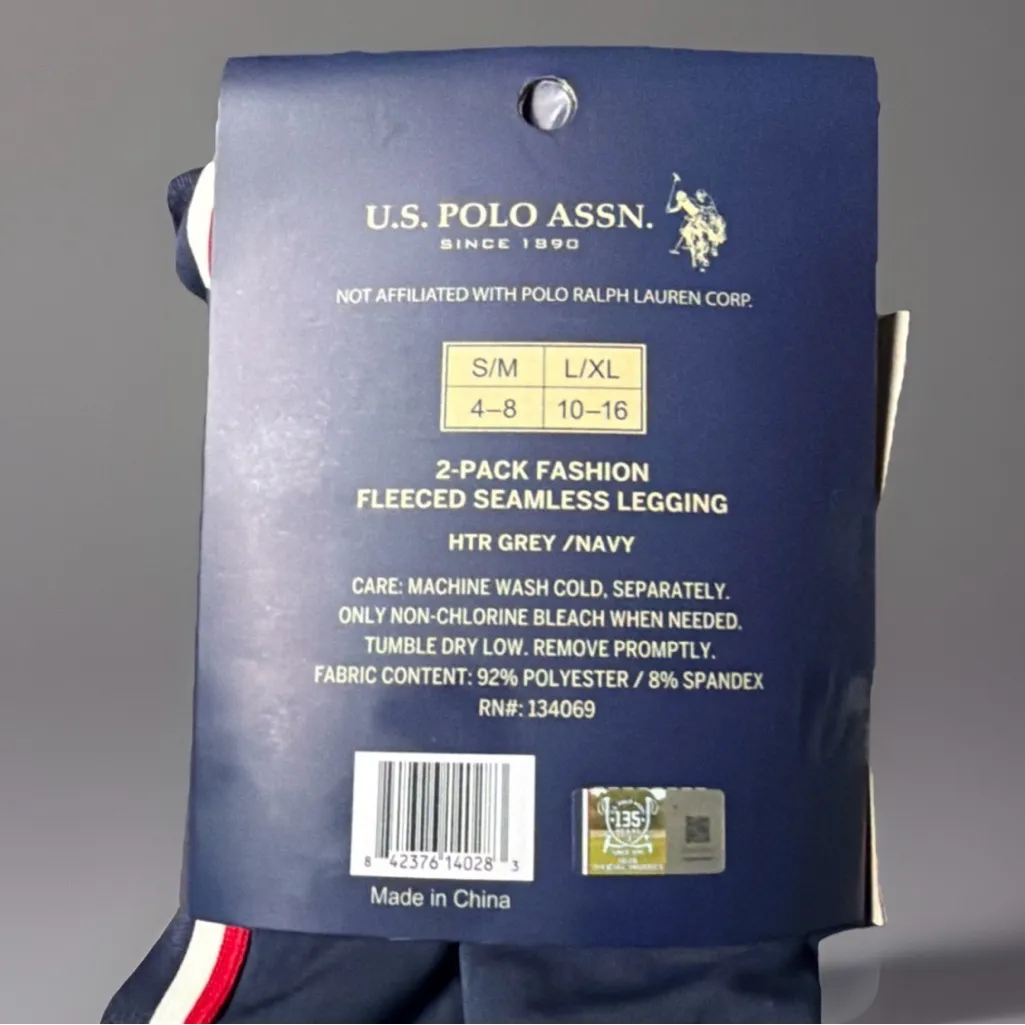 U.S. Polo Assn. 2-Pack Women’s Size S-M Fashion Fleeced Seamless Leggings. New - Image 5