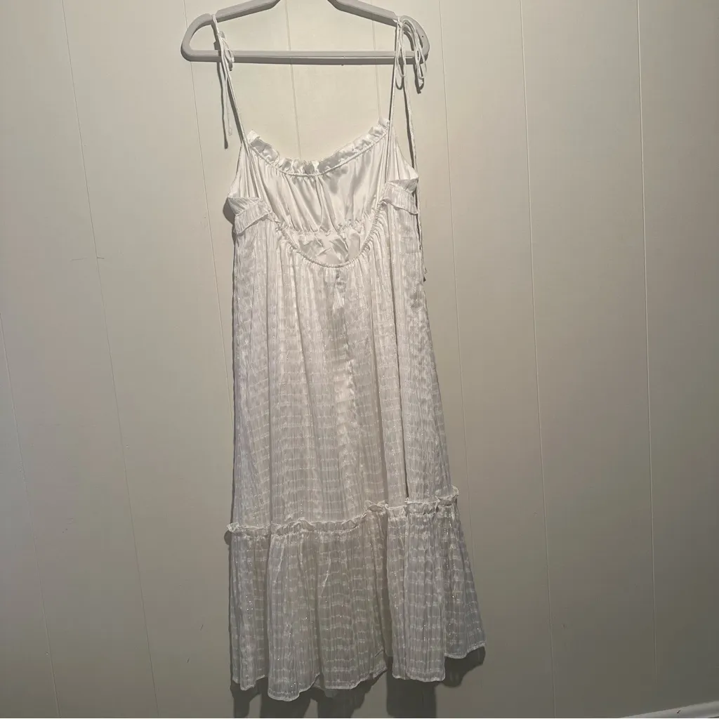 MAJORELLE White Adam Midi Dress In White Lurex Size Small - Image 4