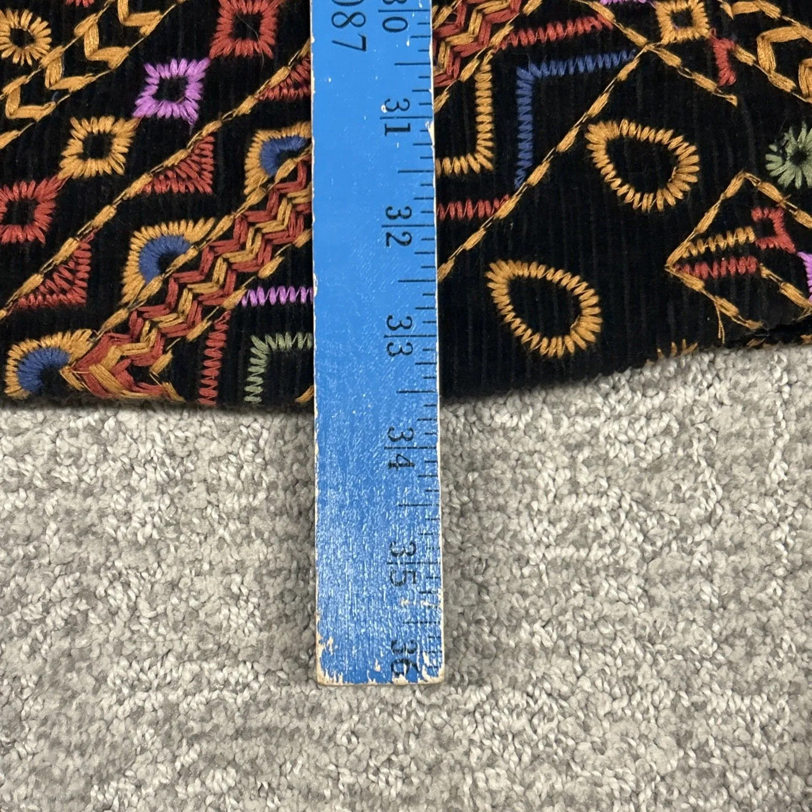 Farm Rio Jacket Womens XL Black Corduroy Embroidered Blazer Boho Floral Long New - Image 14