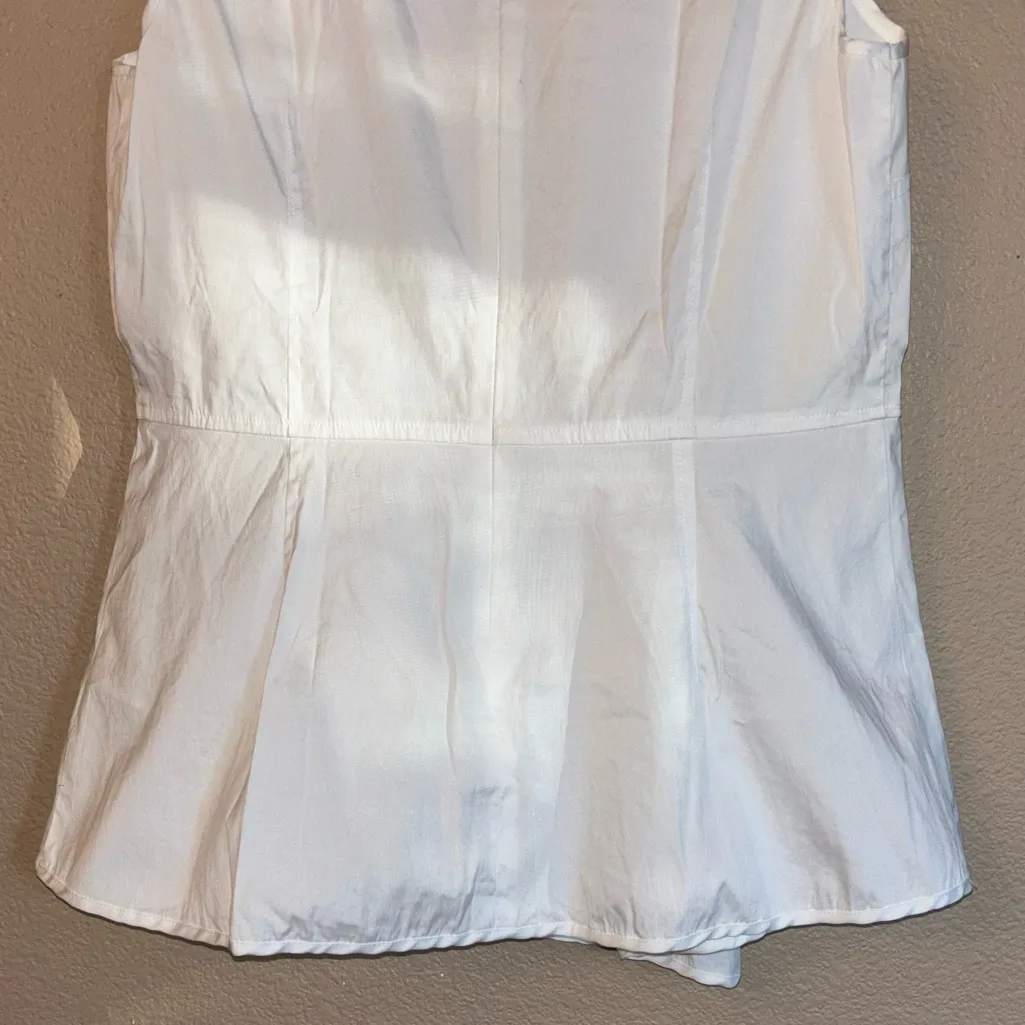 Halogen Size SMALL Classic White Sleeveless Asymmetrical Peplum Blouse - Image 11