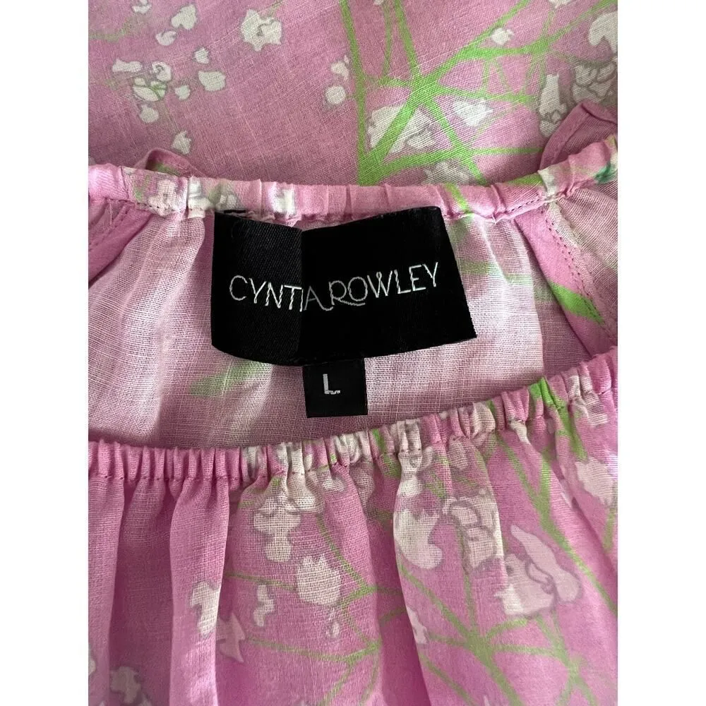 CYNTHIA ROWLEY PINK FLORAL BLOUSE SIZE LARGE - Image 6