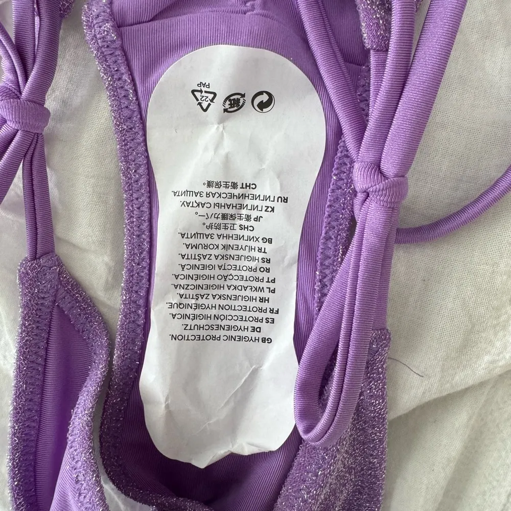NWOT H&M Tanga Bikini Bottoms in Purple Glitter - Image 4
