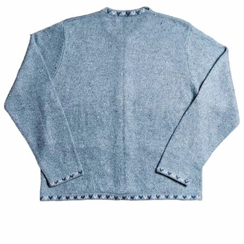 Vintage WOOLRICH Button Up Light Blue Wool Embroidered Sweater ~ Women's MEDIUM - Image 6