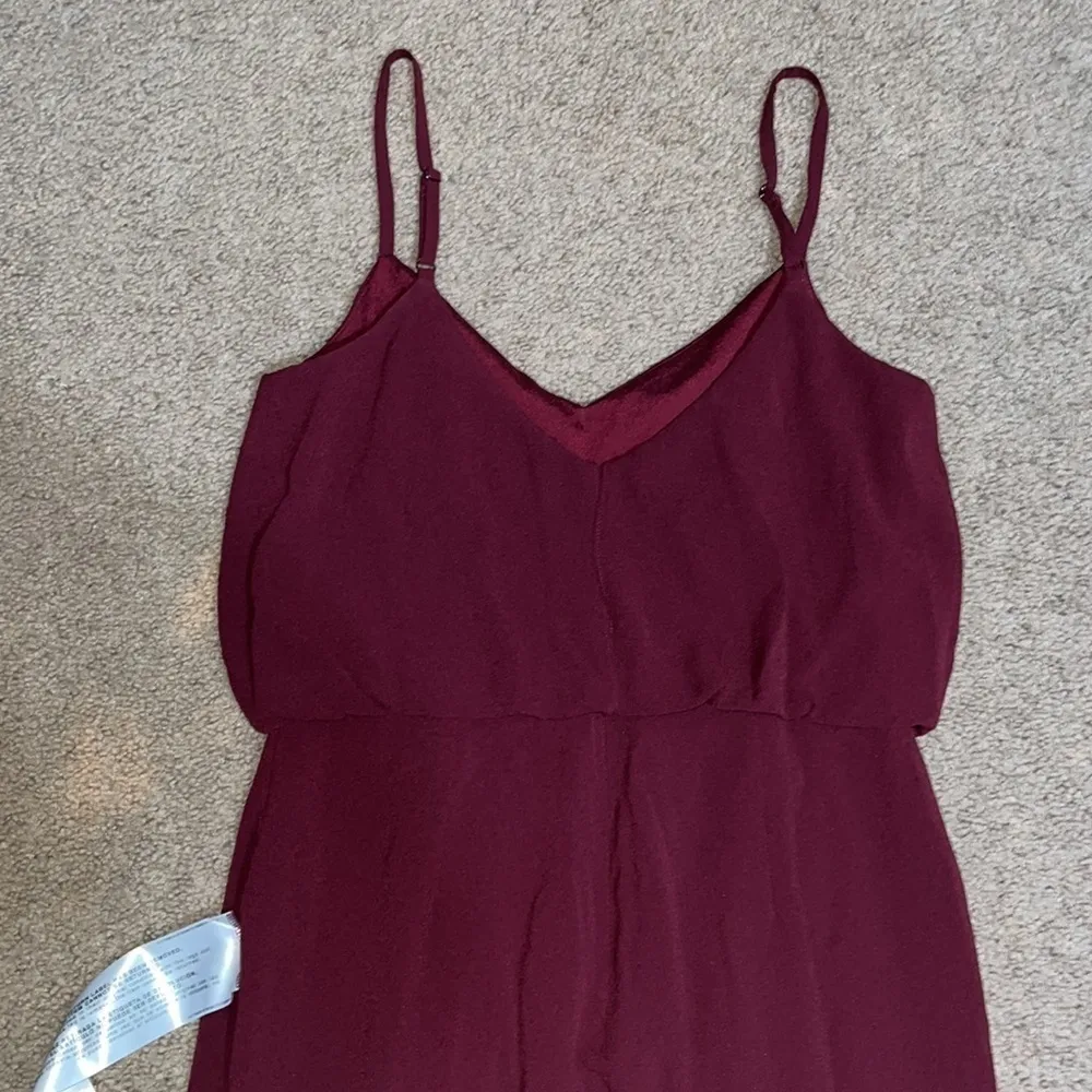 Dress the Population Gracelyn Blouson Jersey Maxi Gown Thigh High Slit Burgundy‎ - Image 11