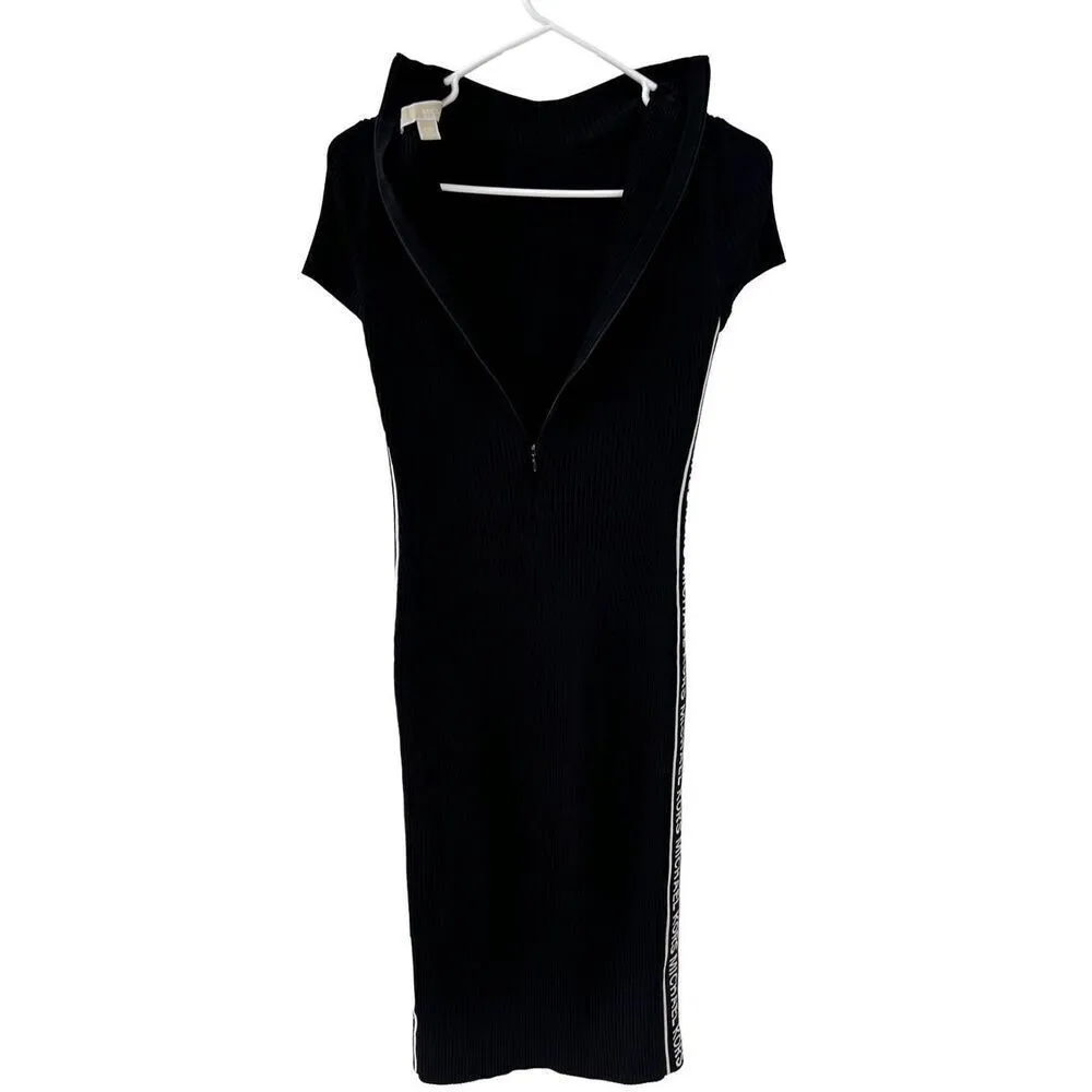 Michael Kors logo tape Ribbed Stretch Viscose midi dress size XXS - Image 4