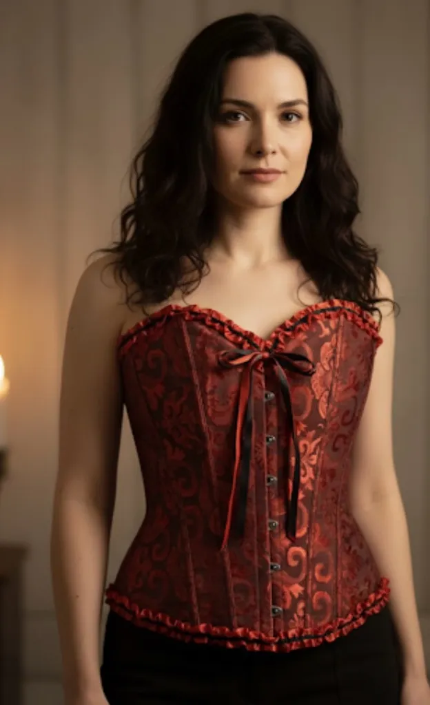 Women‎ Bustier Burlesque Boned Corset Top Waist Basque Lingerie Shaper L Red Size L - Image 2