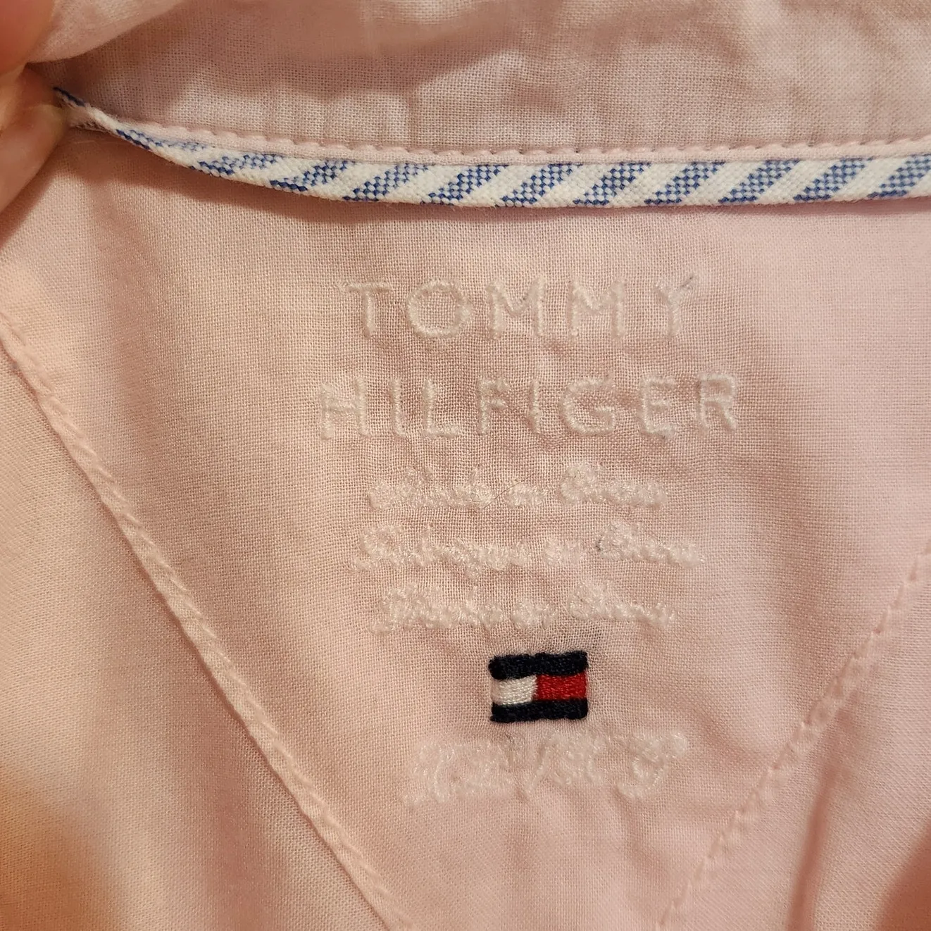 Tommy Hilfiger Pink Crochet Long Sleeve Classic Casual Button Down Shirt Size XL - Image 3