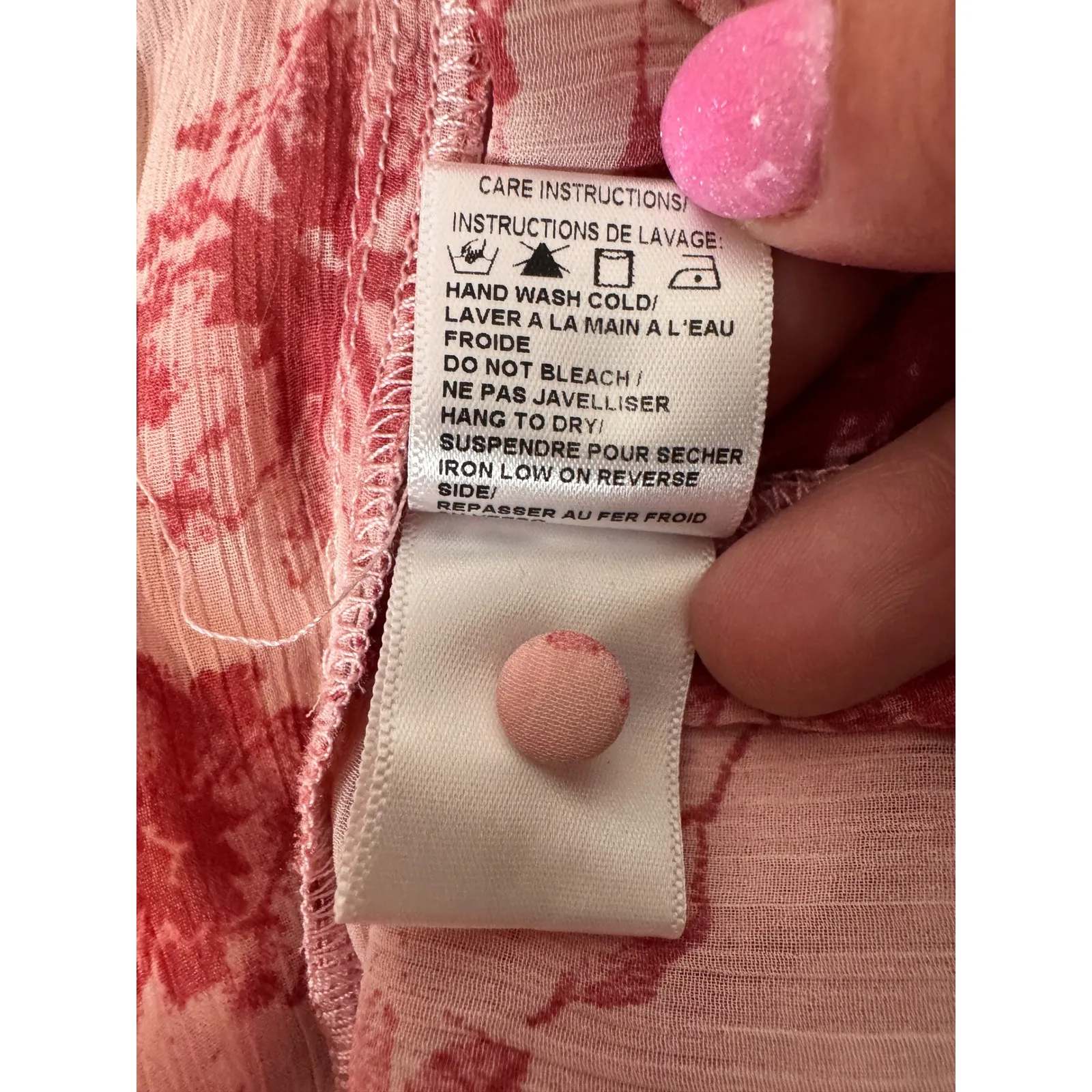 Gentle Fawn Pink Floral Ruffle Neck V-Neck Long Sleeve Blouse Top Size L - Image 6