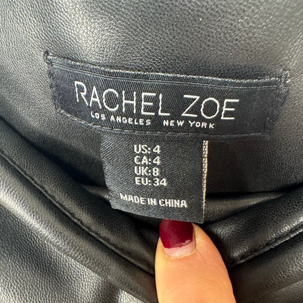 Rachel Zoe Edgy Faux Leather Stretch City Leggings Tummy Control Size 4 Black - Image 6